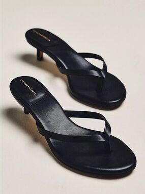 Anthropologie Leather Flip-Flop Kitten Heels Size 8
